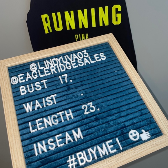 EUC Victoria's Secret Pink I Hate Running Black Neon Oversized Tank Size XS - Picture 4 of 4